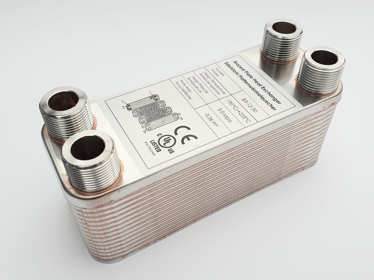 Edelstahl Plattenwärmetauscher B3-12-30 - 0,36 m², 65 kW