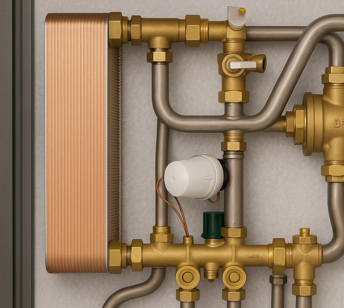 Plattenwärmetauscher in einem Heizungssystem eingebaut