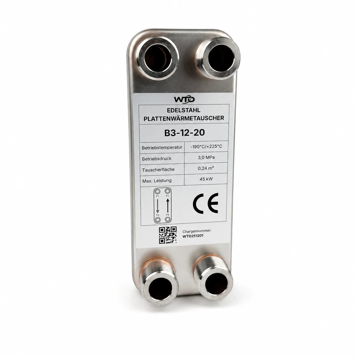 Edelstahl Plattenwärmerauscher B3-12-20 - 0,24 m², 55 kW