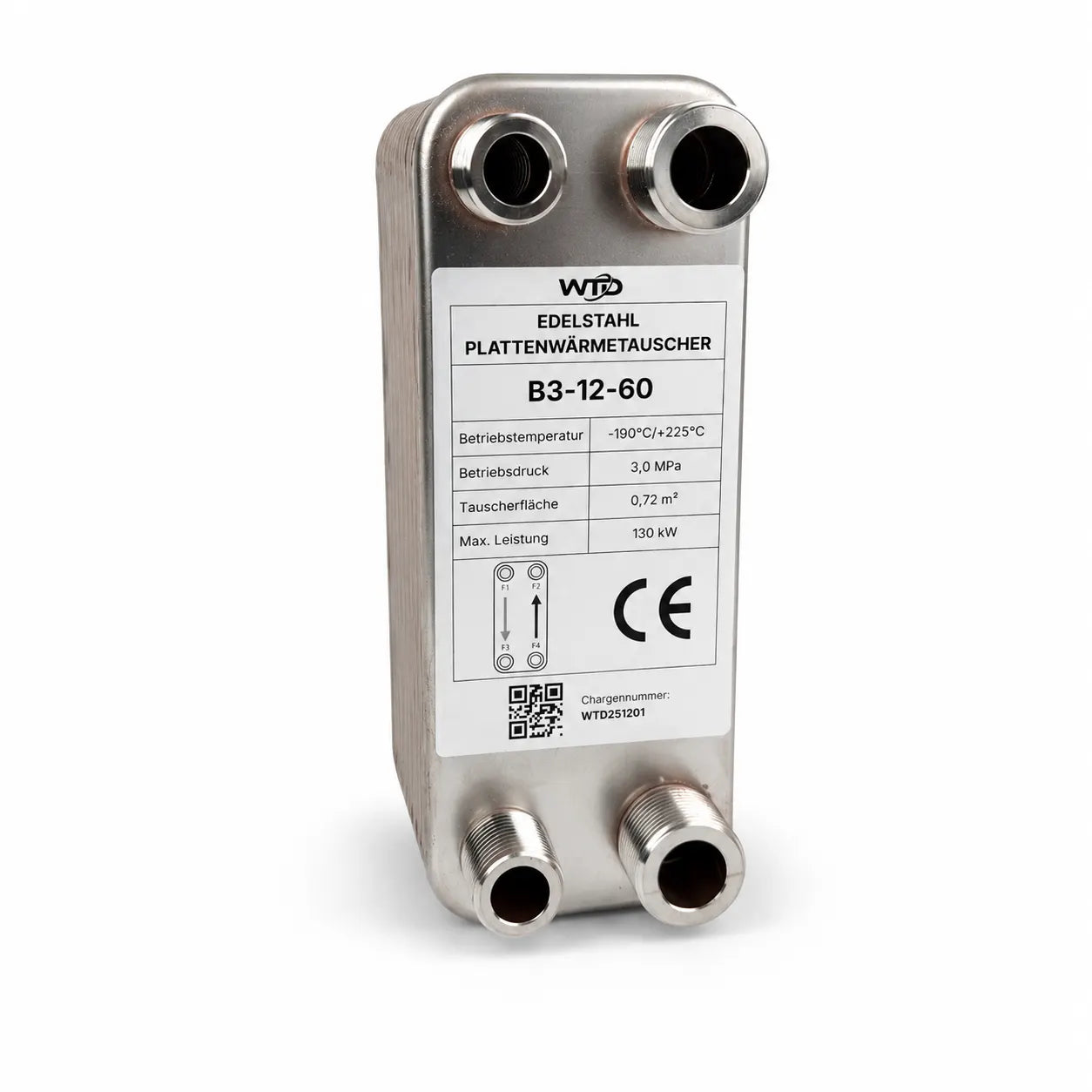Edelstahl Plattenwärmetauscher B3-12-60 - 0,72 m², 130 kW