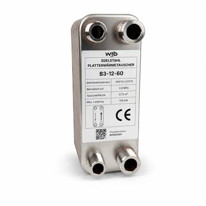 Edelstahl Plattenwärmetauscher B3-12-60 - 0,72 m², 130 kW