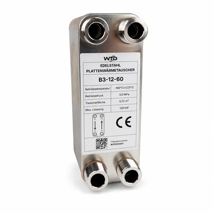 Edelstahl Plattenwärmetauscher B3-12-60 - 0,72 m², 130 kW
